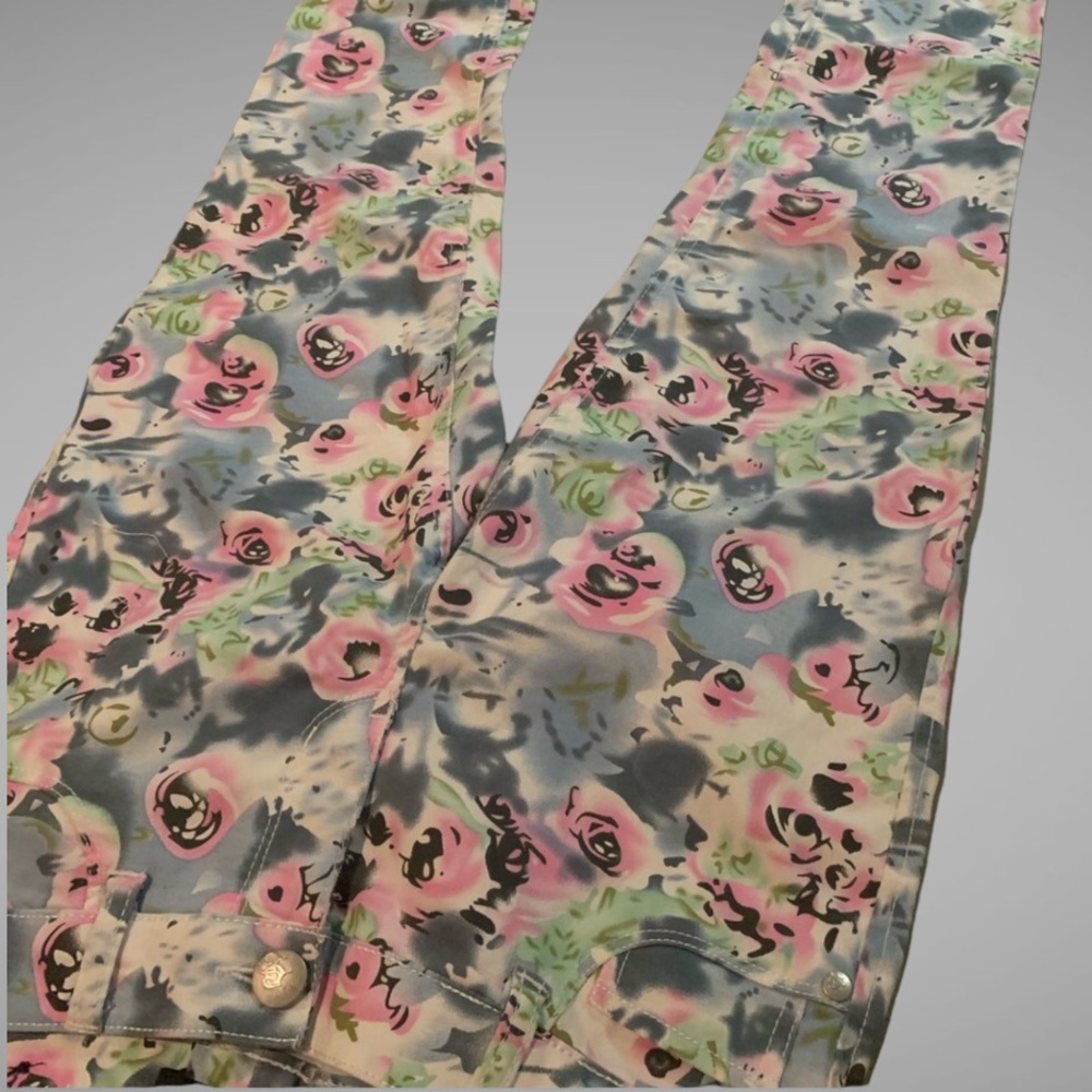 Boom Boom Blue Pink Floral Print Skinny Jeans - Picture 3 of 9